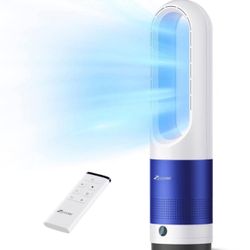 Bladeless Fan for Bedroom, 22" Quiet Oscillating Tower Fan with Remote, 8 Speeds, 90° Wide-Angle