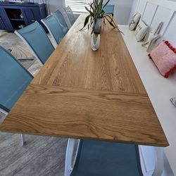 Long Solid Red Oak Dinning Table 