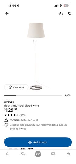 IKEA NYFORS Floor Lamp | Nickel Plated