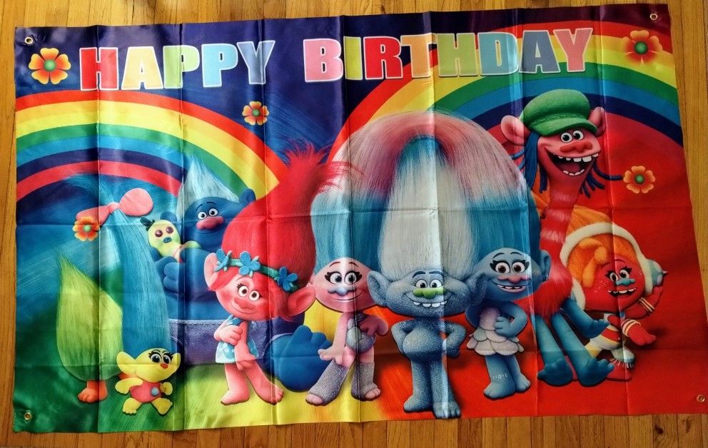 Trolls Happy Birthday Banner