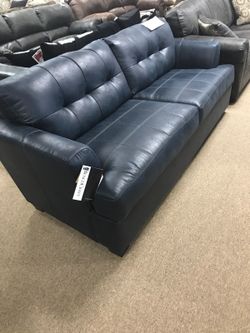 New Baby Blue Leather Couch! Couch/loveseat, sectionals, rugs, and much more available!