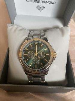 Geoffrey Beene Genuine Diamond Green Face Watch For Men