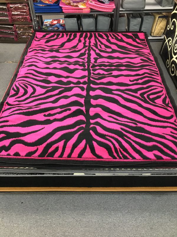 Hot pink and black color area rug zebra print for Sale in Salem, OR OfferUp