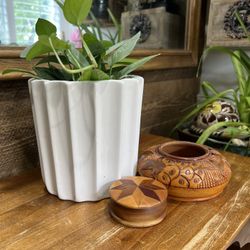 Small Rose North Star Wood Hand Carved Jewelry Box Trinket Ring Boho 