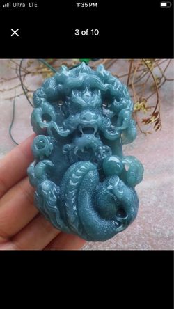 Certificate JADEITE Jade Green wealth Dragon body pendant