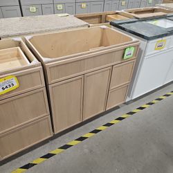 36" Slim Shaker White Oak Solid Wood Bathroom Vanity Cabinet Only 