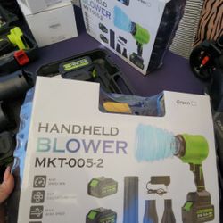 New Handheld Blower With 2 Batteries And 3 Adapters