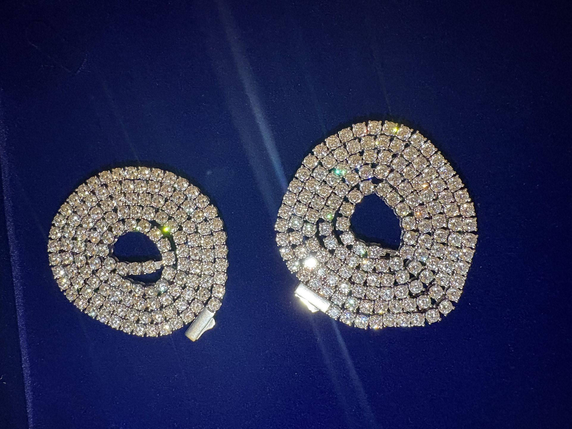 24 & 22 Inch Moissanite Tennis Necklaces, 12.4ct-43.8ct Lab Created Diamond Necklace for Men Women 18k White Gold Plated 925 (2) Tennis Necklaces