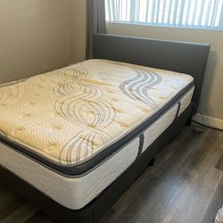 Queen Size Gray Fabric Serta Perfect Sleeper Elite Linden Pond Mattress