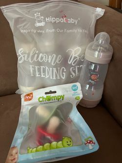 Baby bottles and teether