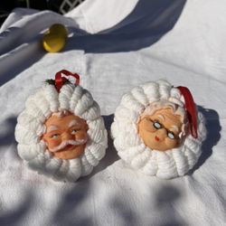 Vintage Santa & Mrs. Claus Yarn Ornaments – Pair – OBO