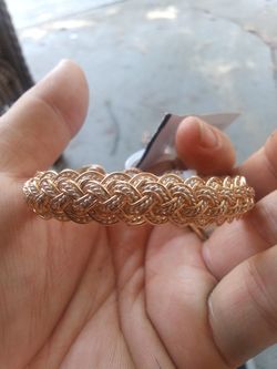 Hand Made Sterling Silver And 14k Gold Bracelet 