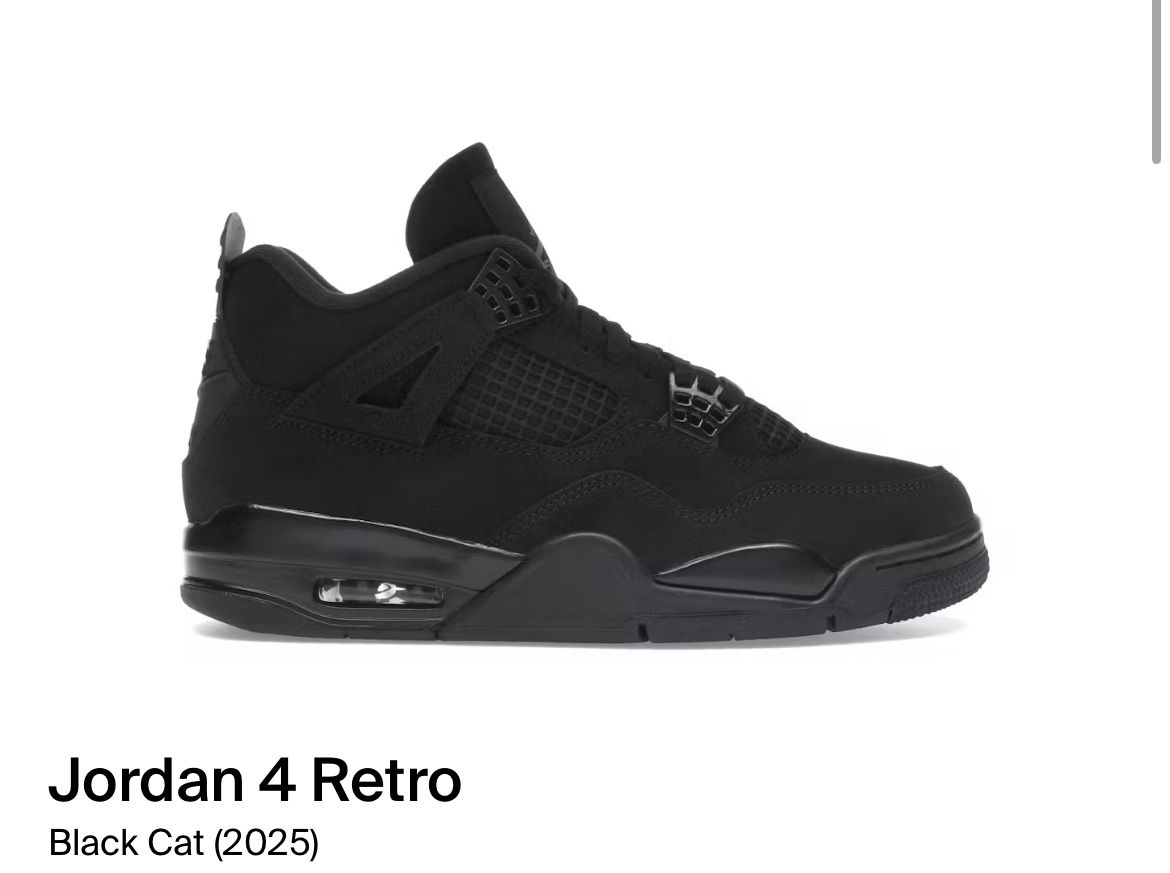 Jordan 4 Retro Black Cats Size 10.5 