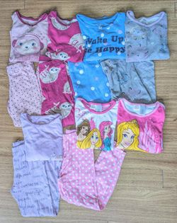 Lot 13 Girls Winter Fall Pajamas Kids Disney Princess Sets LS Shirts Pants Sze 8