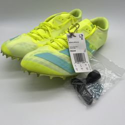 Adidas Adizero Prime Sprint Spikes Solar Yellow Clear Aqua Mens Size 8.5 FW2248