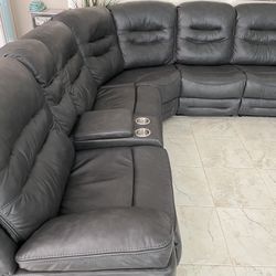 Dark Gray Leather Sectional (LIKE NEW)