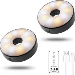 Rechargeable Puck Lights with Remote , Proscredy Wireless USB Under Cabinet Lighting , Unique Style LED Closet Lights , Stick Lights for Cabinet , Kit