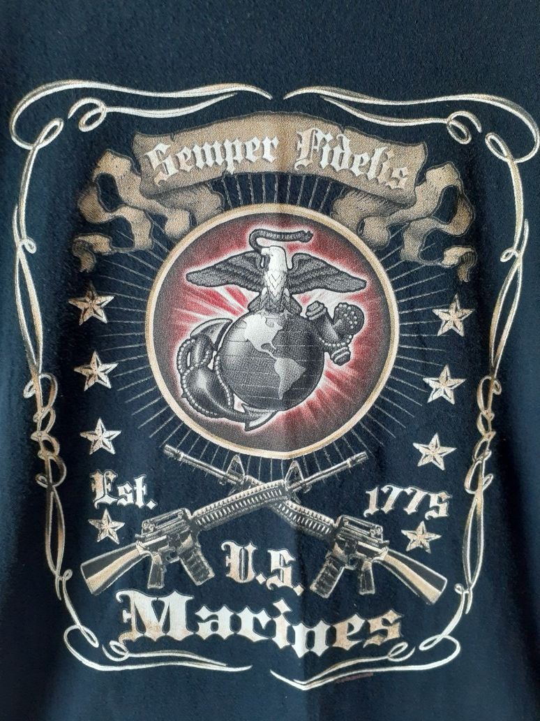 Fruit of the Loom US Marines men's black long sleeve t-shirt size L