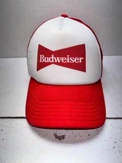 Vintage Budweiser Trucker Hat Snap Back Red White Mesh Foam Cap