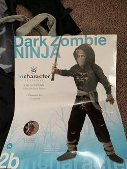 Boys dark zombie ninja Halloween costume size 6