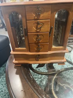  Joyero King Wood Co Wood, 5 cajones, vidrio grabado con 2 