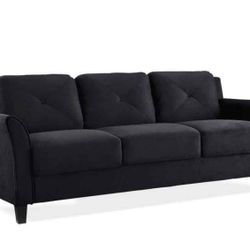 Brand New In Box 3 Seater Black Suede Couch
