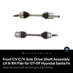 Front CV C/V Axle Drive Shaft Assembly LH & RH Pair for 07-09 Hyundai Santa Fe