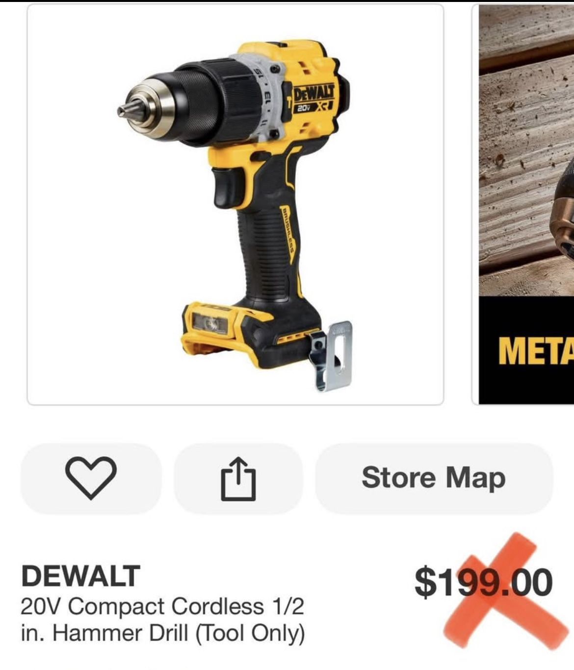 DEWALT 20V Compact Cordless 1/2 in. Hammer Drill (Tool Only)
