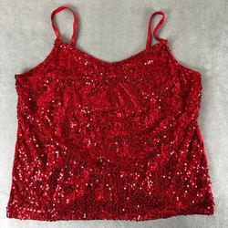 Lane Bryant Red Sequin Tank Top Size 22/24 Plus Party Holiday Camisole