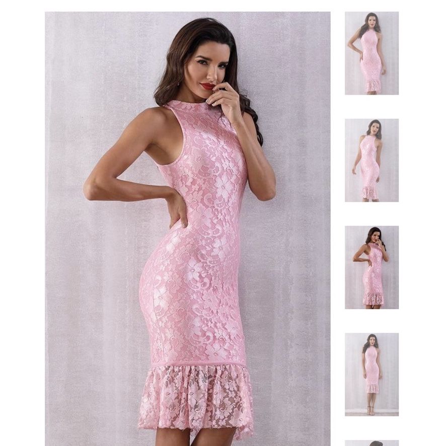 NWOT Sexy Pink Lace Body-con Dress