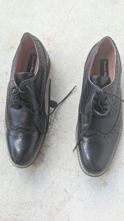 Bruno Marc Black Leather Wingtip Oxford Shoes