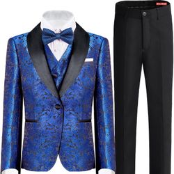Elpa Elpa Boys Blue Suit Slim Modern Fit Formal Dresswear Wedding Suit Size 12 Boys 