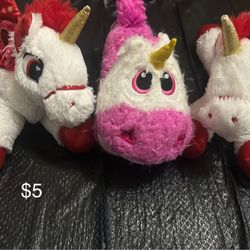3 Unicorn Stuffed Animals 