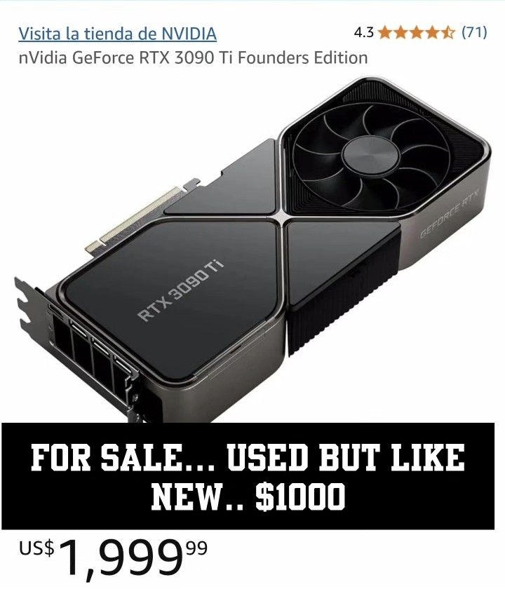 Rtx 3090ti Like New.. $1000