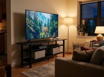 New 60" TV Stand Media Console - Fits TVs up to 75" - Black Wood - ErgoAV