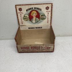 Extremely Rare 1920s Willie Winkle Large Wood Cigar Box