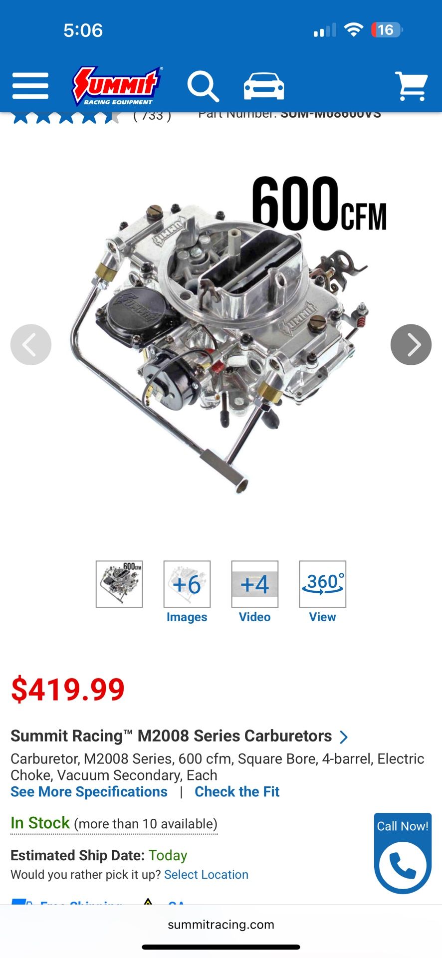 Summit Racing Carburetor 4 Barrel