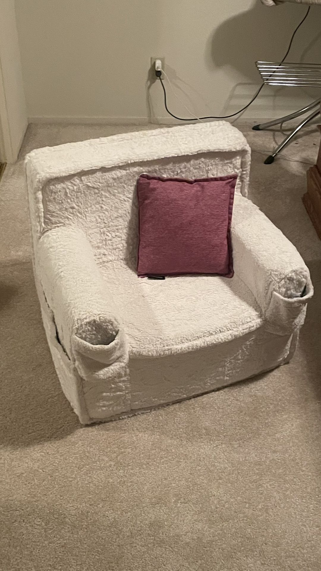 Lovesac Fuzzy White Childrens Chair