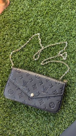 Louis Vuitton Black Monogram Embossed Pochette Felicie Chain Crossbody Bag