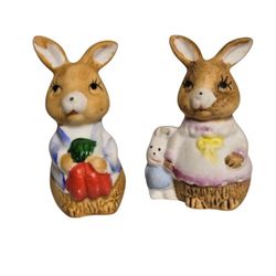  vintage Easter Bunny family miniature figures 2" 