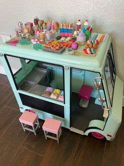 Like New Target Our Generation Sweet Stop Ice Cream Truck with Electronics for 18” Dolls