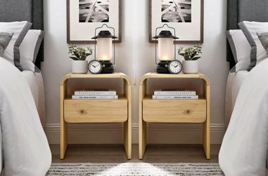 Set of 2 Solid Wood Nightstand/End Table with for Bedroom,Bedside Furniture with One Storage Drawer