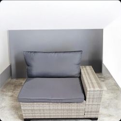 Outdoor Wicker Chair With Gray Cushion