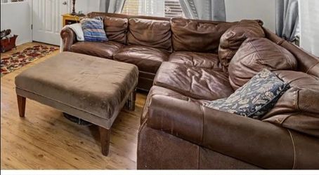Free Leather Sectional & Ottoman