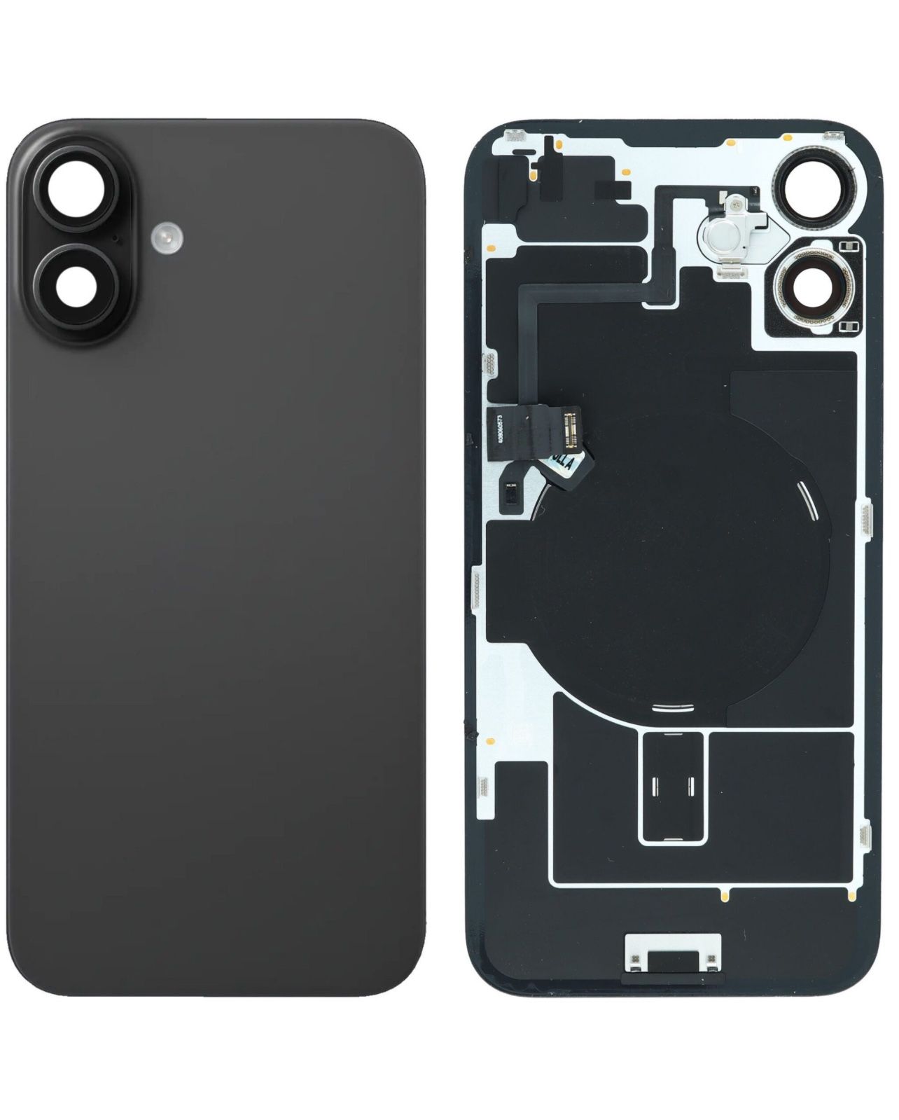 Back Cover Glass w/ Frame and Wireless NFC Flex Cable for iPhone 16 – Black