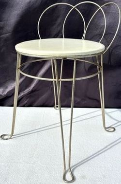 Vintage Iron Mid Century Modern Vanity Chair 
