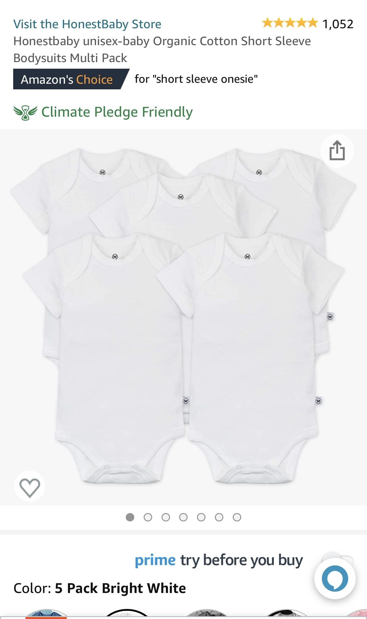 Honest Baby 5 Onesies New
