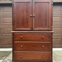 Solid Wood TV Armoire with 2 doors and 3 drawers
