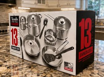 NEW Tools of the Trade 13-Piece Stainless Steel Cookware Set Dishwasher Safe Kit