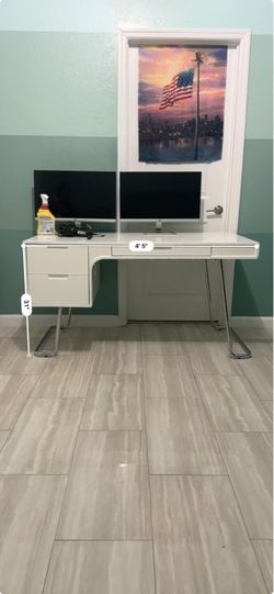 White Office Desk with Drawers
